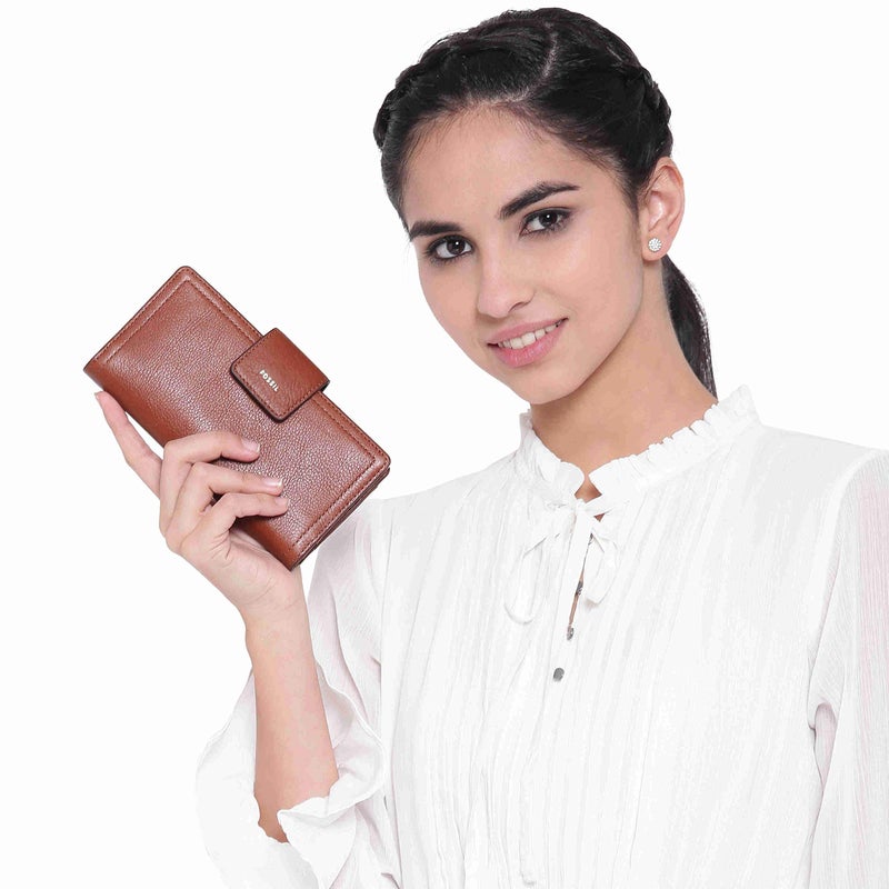 FOSSIL محفظة فوسيل النسائية لوغان الجلدية مع حجب RFID، بني (الموديل: SL7830200) - Image 2