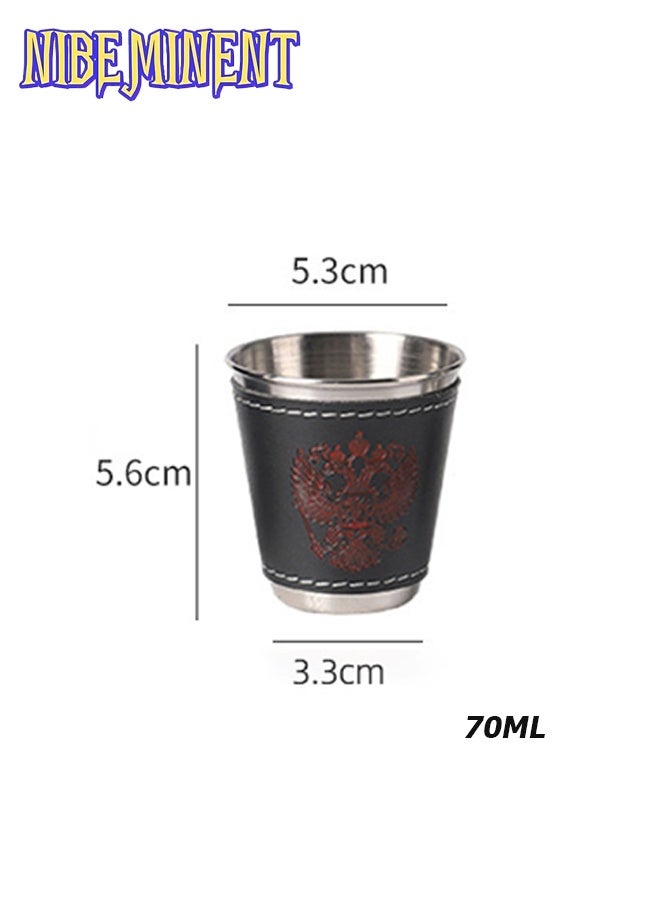 NIBEMINENT 4 Pcs/Set 2.37 Oz Stainless Steel Camping Cup - Durable Outdoor Travel Cup, Suitable for Water, with Tote Bag  - Image 2