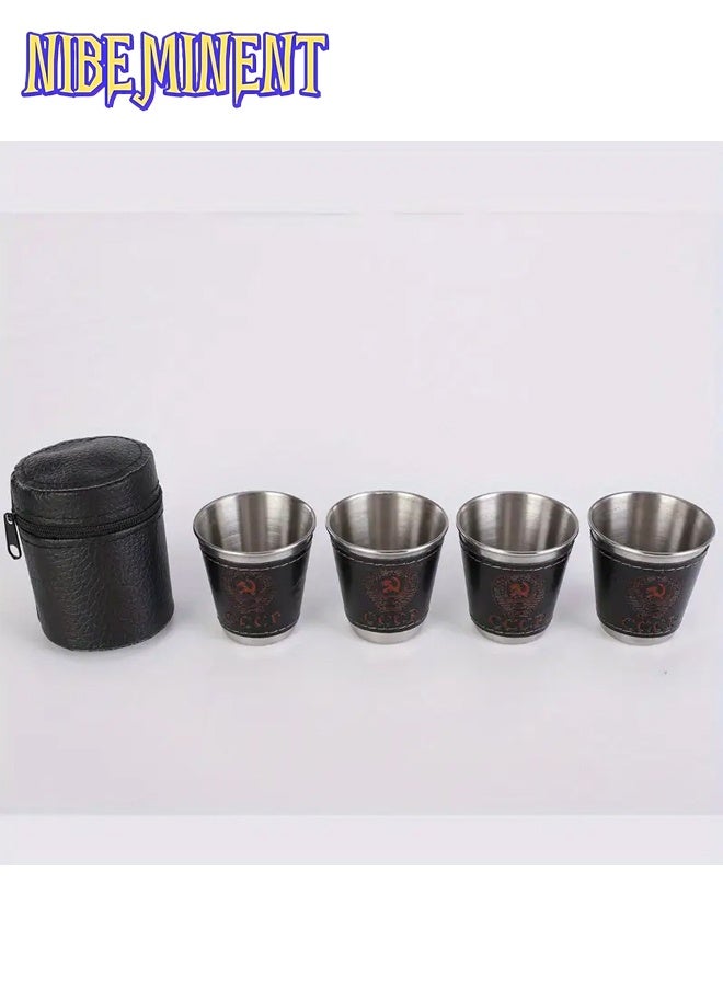 NIBEMINENT 4 Pcs/Set 2.37 Oz Stainless Steel Camping Cup - Durable Outdoor Travel Cup, Suitable for Water, with Tote Bag  - Image 4