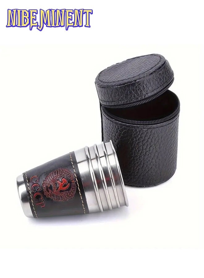 NIBEMINENT 4 Pcs/Set 2.37 Oz Stainless Steel Camping Cup - Durable Outdoor Travel Cup, Suitable for Water, with Tote Bag  - Image 3
