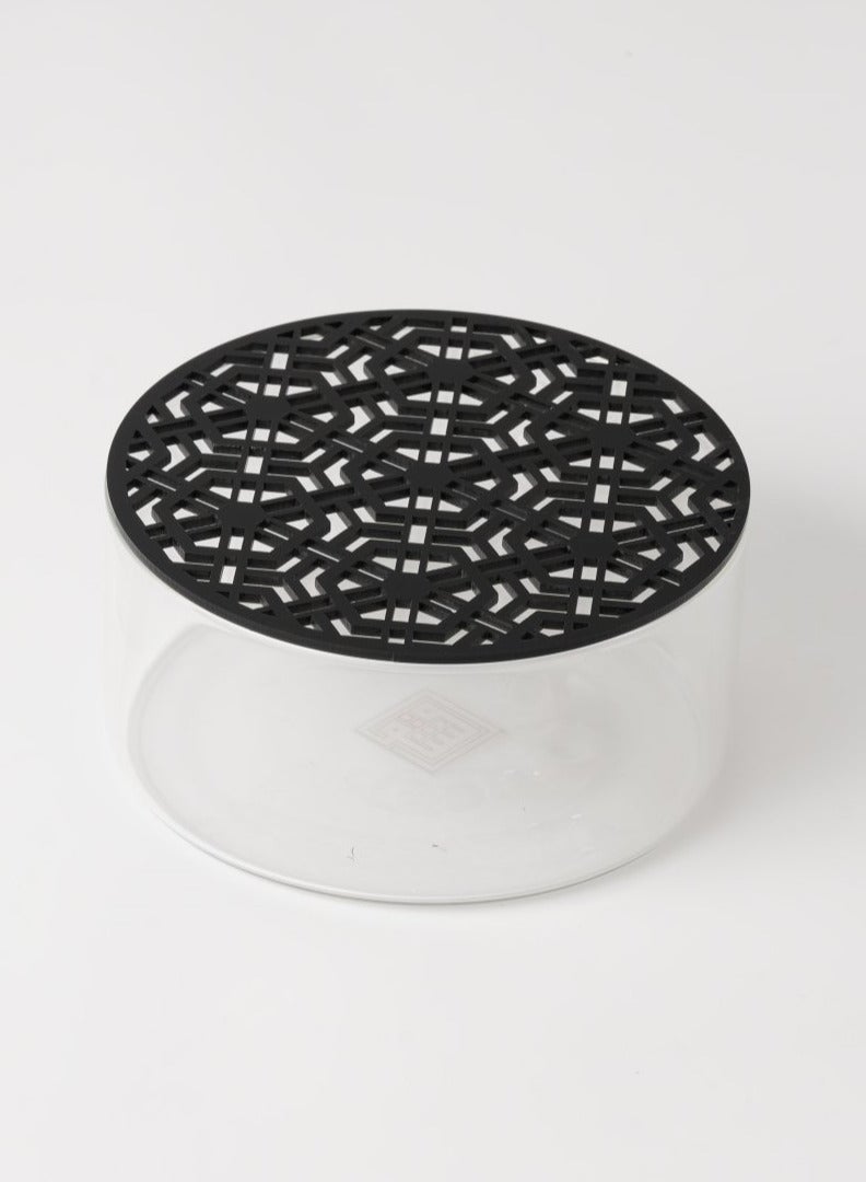 MASHQ Glass Jar with Lid - Geometric Pattern, large size-  - Image 1