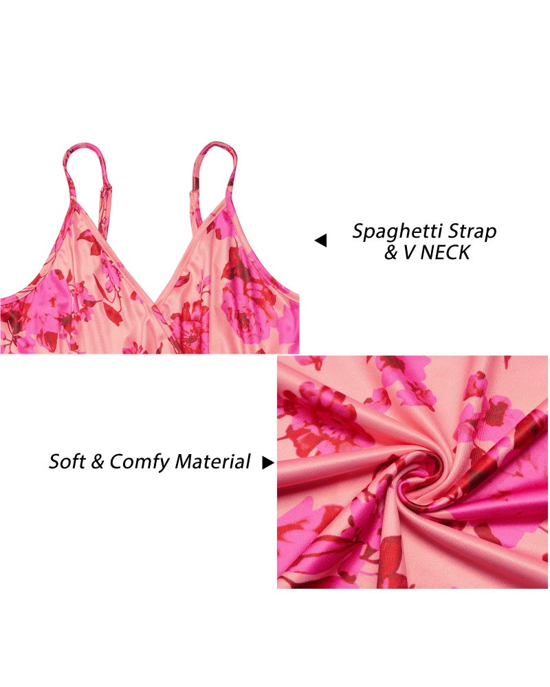 Newshows Women's Summer 2025 Dress Pink Outfits Baby Shower Photoshoot Sleeveless Valentine Casual Honeymoon Hawaiian Long Maxi Dress (Pink Floral Rose, Small) - Image 5