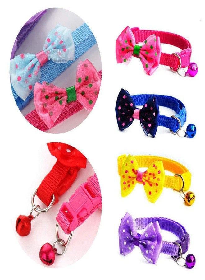 Fondle Fancy & Comfortable Pet Collars for Cats, Puppies, Small Dogs, Fat Rabbits with Bell, Bow & Buckle Safety Lock (Color May Vary Pack of 2) - Image 1