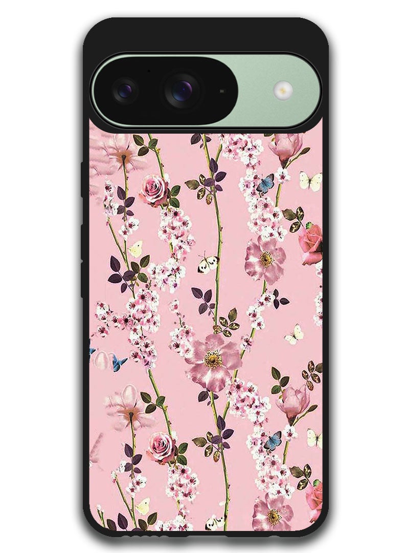 Theodor Protective Case Anti Scratch Shock Proof Bumper Cover For Google Pixel 9 Small Pink Flowers - Image 1