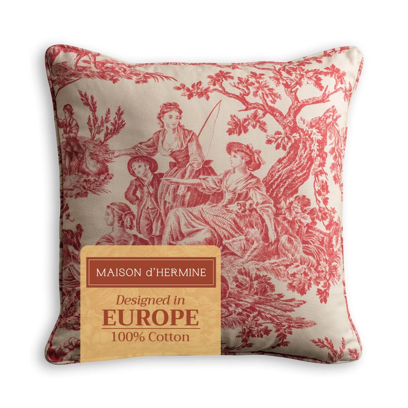 Maison d' Hermine Maison d Hermine Decorative Pillow Covers 20x20 Inch Square 100 Cotton Throw Pillow Covers with Invisible Zipper Cushion Case for Living Room Couch Chair Sofas Bedroom Home The Miller  Red  - Image 1
