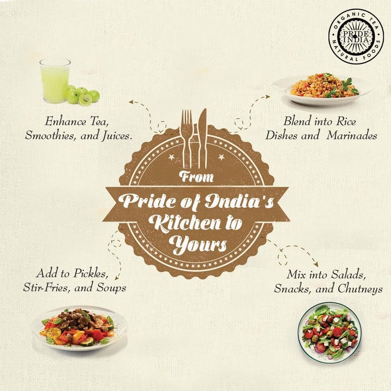 Pride of India - Amla Powder - Gourmet Spice - Tangy & Savory - Pure Indian Gooseberry Ground - Antioxidant Rich - GMO/Gluten Free - Easy to Use - 7 oz. Medium Dual Sifter Jar - Image 5