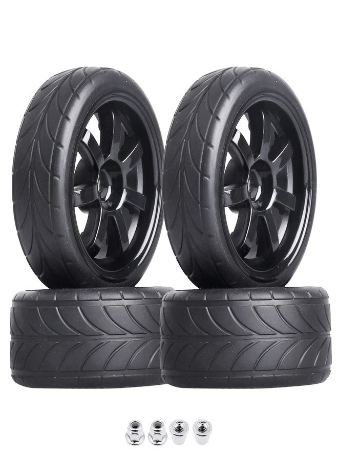 Hobbypark 4PCS Width:1.02" (26mm) OD 2.56"(65mm) Rubber Tires & Wheel Rims 12mm Hex Hub For 1/10 Scale RC Vehicle On Road Touring Car - Image 1