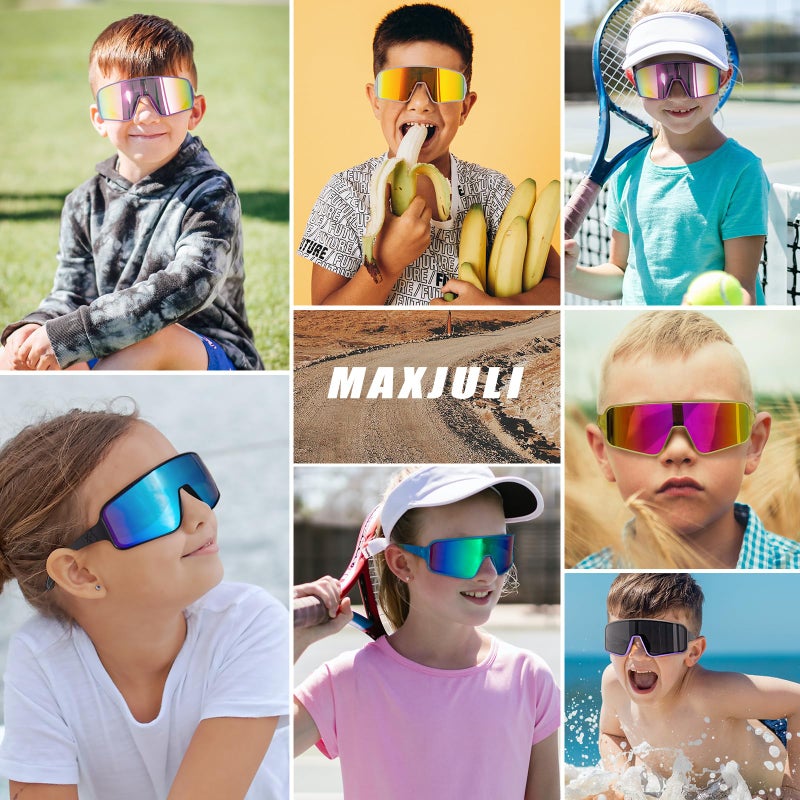 MAXJULI Youth Kids Polarized Sunglasses for Boys and Girls,Windproof Outdoor Baseball Sports Cycling UV400 Protection Sun Glasses 7705(Blue/Green) - Image 3