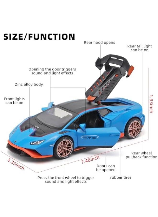 Generic - Toy Cars Lambo Huracan STO Model Cars,1/24 Race Car Toys Die Cast Metal Toy Cars,Pull Back Big Toy Cars with Light and Sound,Collectible Cars Diecast Model Cars,Toy Cars for Boys Age 4-7 - Image 1