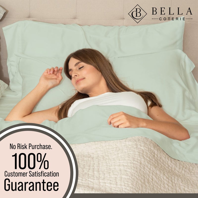 BC BELLA COTERIE Bella Coterie Luxury Bamboo Viscose Queen Size Sheet Set | 100% Organically Grown | Ultra Soft | Cooling for Hot Sleepers | 18" Deep Pocket [Sea Glass] - Image 5