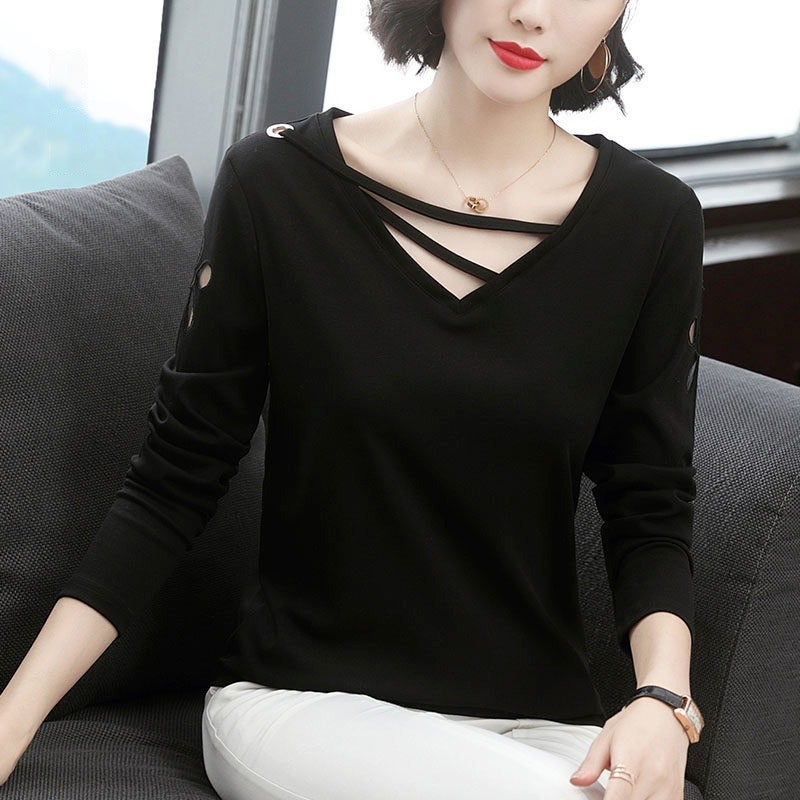 136# Plus Size Long Sleeve T-Shirt Women'S Korean Chubby Girl Loose Belly Covering Age-Reducing Women'S Top - Image 3