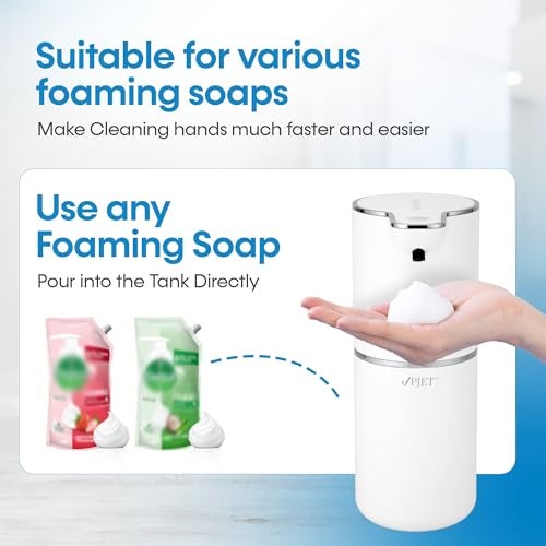 PJET Automatic Hand Wash Dispensers | 350ml Plastic Sensor White Soap Dispenser for Wash Basin | USB Rechargeable for Bathroom, Kitchen & Office - Image 4