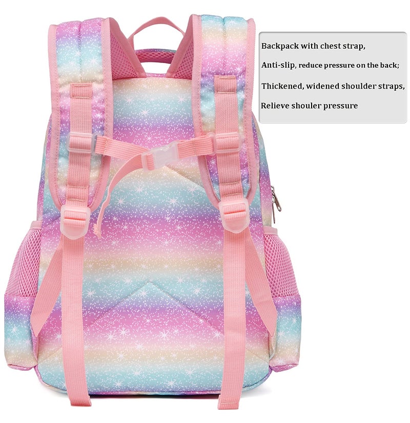 JIANYA Kids Backpack for School, Girls Unicorn Backpack with Lunch Box Preschool Kindergarten Bookbag with Chest Strap - Image 3