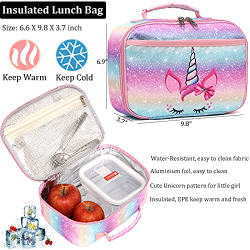 JIANYA Kids Backpack for School, Girls Unicorn Backpack with Lunch Box Preschool Kindergarten Bookbag with Chest Strap - Image 4