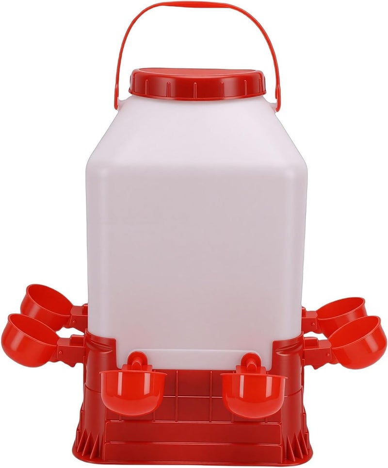 Chicken Waterer, 10L Heavy Duty Plastic Automatic Chicken Waterer, Water Dispenser with 8 Water Cups for Birds Chickens Poultry - Image 1