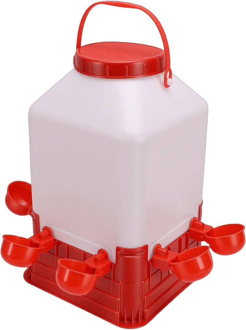 Chicken Waterer, 10L Heavy Duty Plastic Automatic Chicken Waterer, Water Dispenser with 8 Water Cups for Birds Chickens Poultry - Image 2