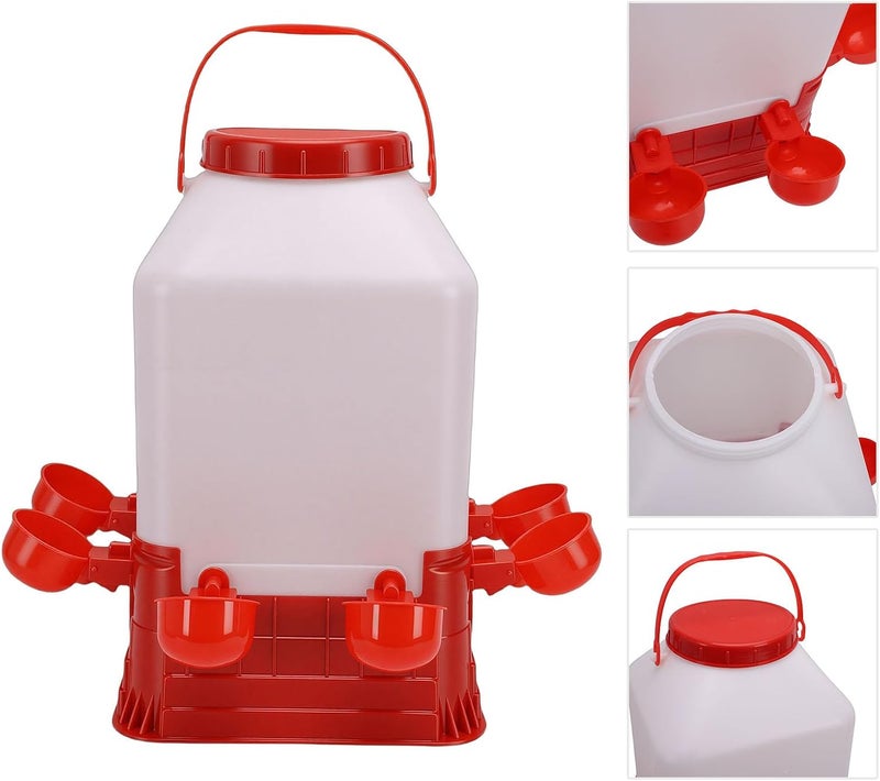 Chicken Waterer, 10L Heavy Duty Plastic Automatic Chicken Waterer, Water Dispenser with 8 Water Cups for Birds Chickens Poultry - Image 5