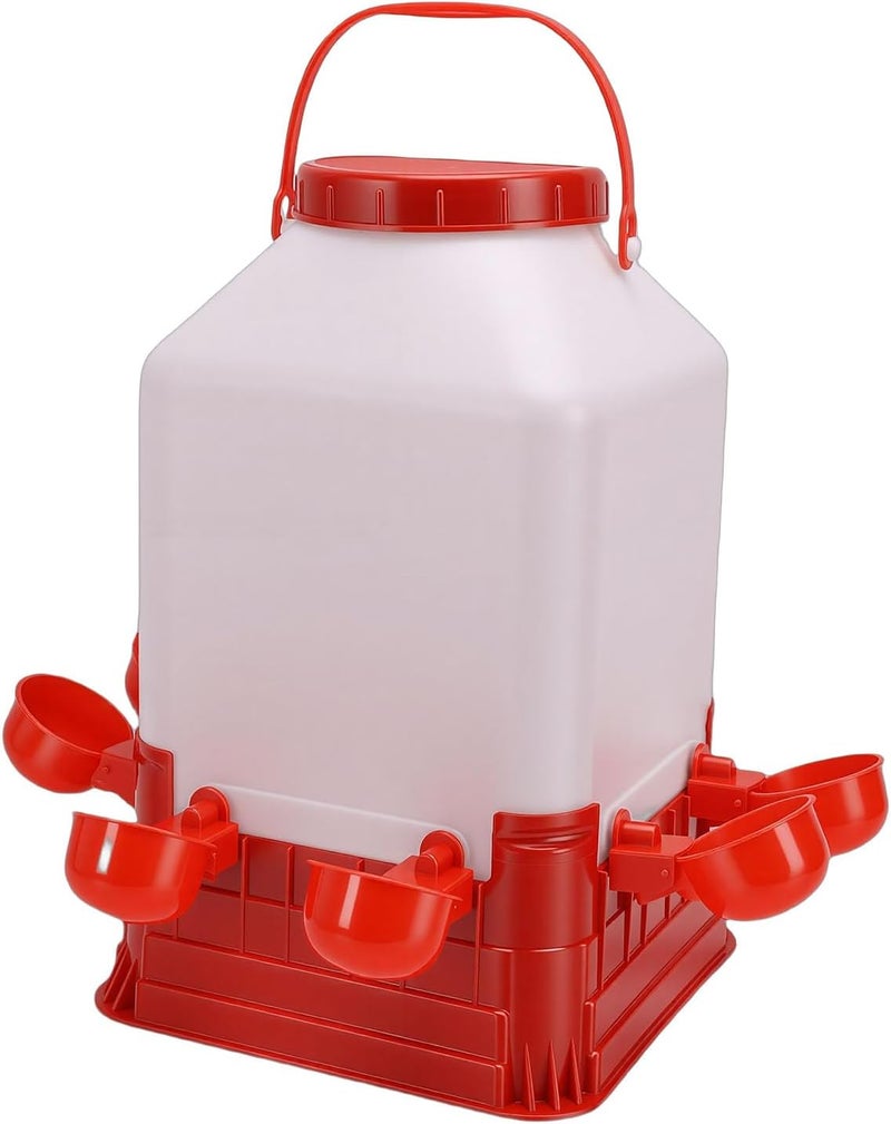 Chicken Waterer, 10L Heavy Duty Plastic Automatic Chicken Waterer, Water Dispenser with 8 Water Cups for Birds Chickens Poultry - Image 4