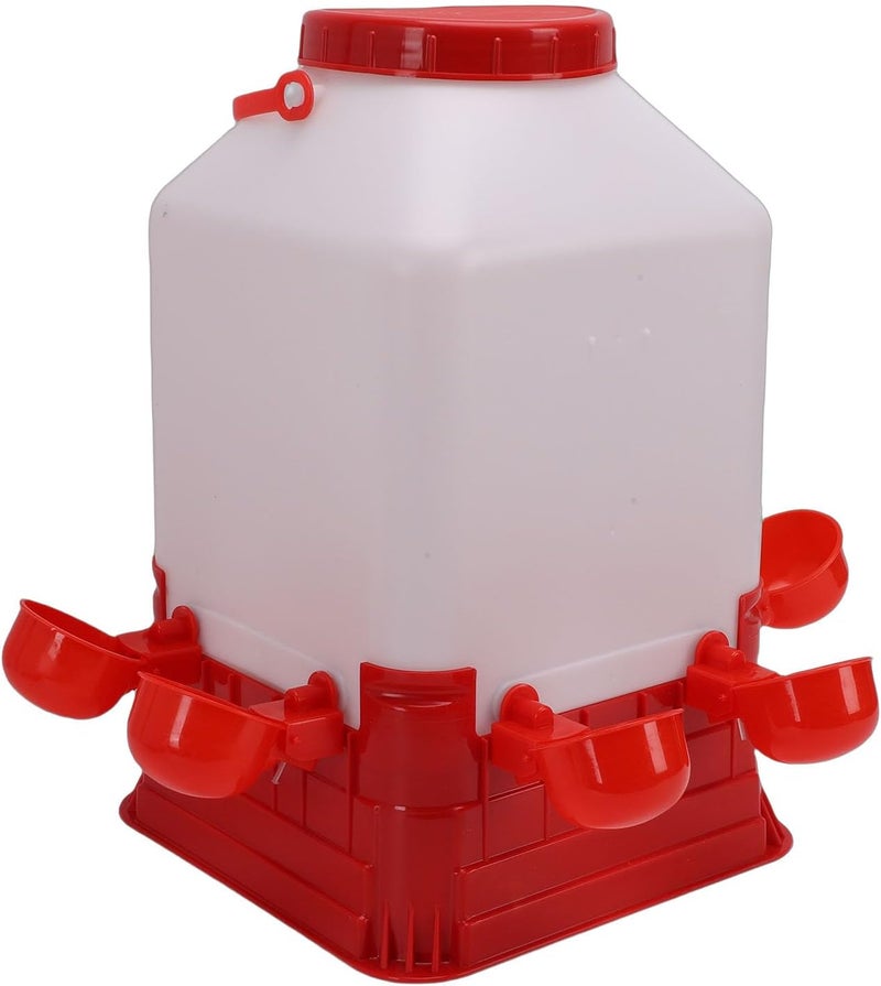 Chicken Waterer, 10L Heavy Duty Plastic Automatic Chicken Waterer, Water Dispenser with 8 Water Cups for Birds Chickens Poultry - Image 3