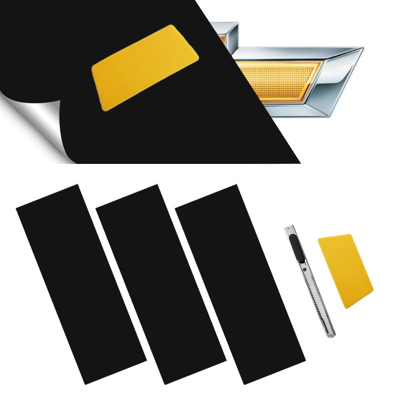 BSAMZO 3PCS Matte Black Cut YourOwn Emblem Overlay DIY Decals for Chevy Compatible with Bowtie Logo Wrap Stickers - Image 3
