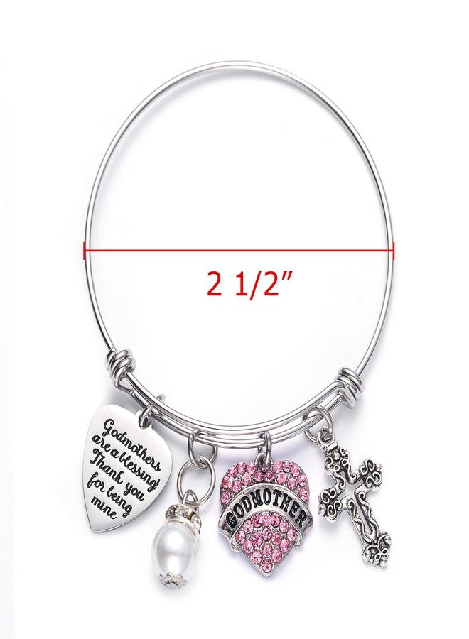 LParkin Godmother Gifts Bracelets Godmothers Are a Blessing Thank You For Being Mine Bangle Jewelry Bracelet (Pink) - Image 2