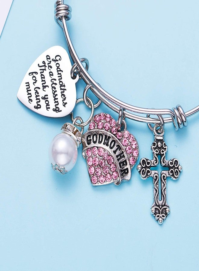 LParkin Godmother Gifts Bracelets Godmothers Are a Blessing Thank You For Being Mine Bangle Jewelry Bracelet (Pink) - Image 5