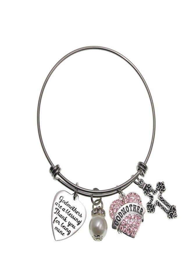 LParkin Godmother Gifts Bracelets Godmothers Are a Blessing Thank You For Being Mine Bangle Jewelry Bracelet (Pink) - Image 1