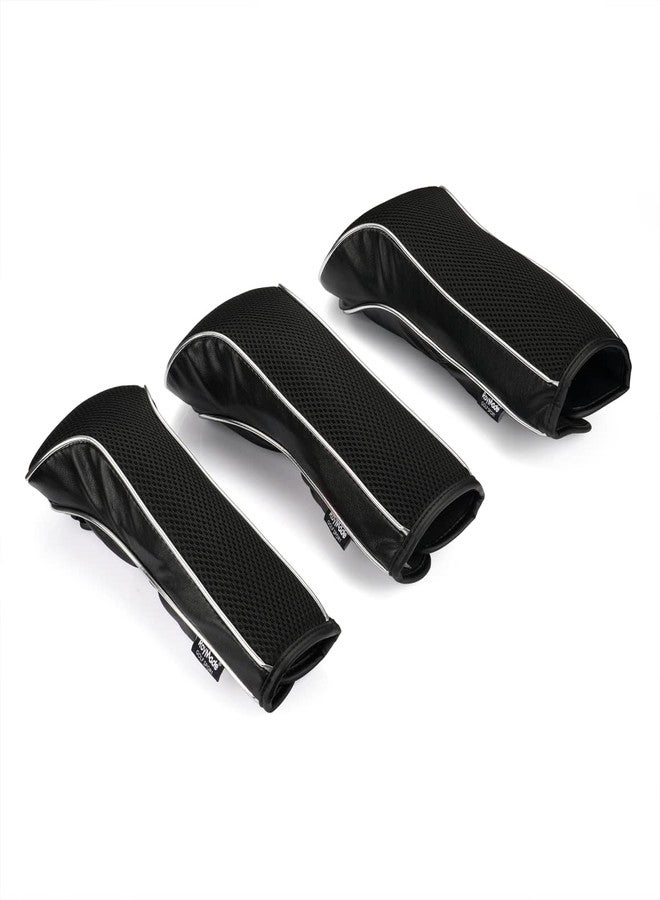 ROYMADE Golf Head Covers 3pcs Set, Driver Fairway Hybrid Woods Headcovers, 1# 3# X# PU Headcovers for Golf Club (Black 3pcs(1 3 H)) - Image 2