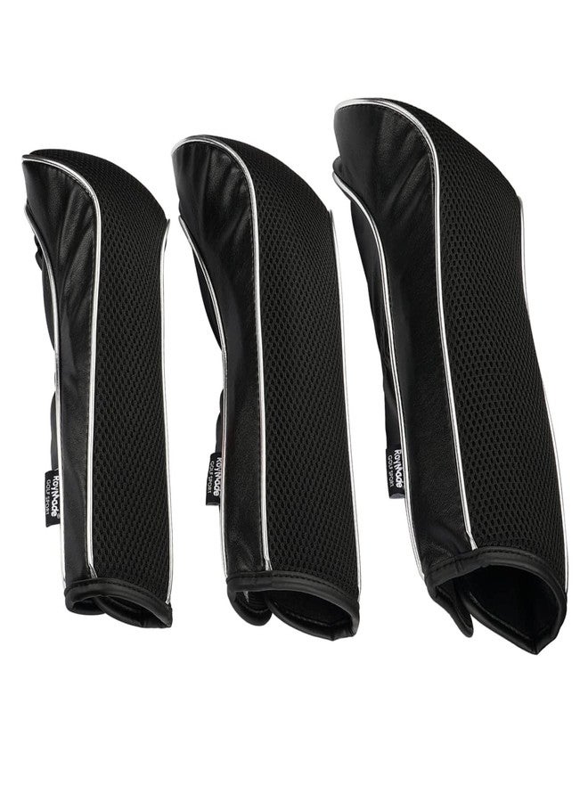 ROYMADE Golf Head Covers 3pcs Set, Driver Fairway Hybrid Woods Headcovers, 1# 3# X# PU Headcovers for Golf Club (Black 3pcs(1 3 H)) - Image 1