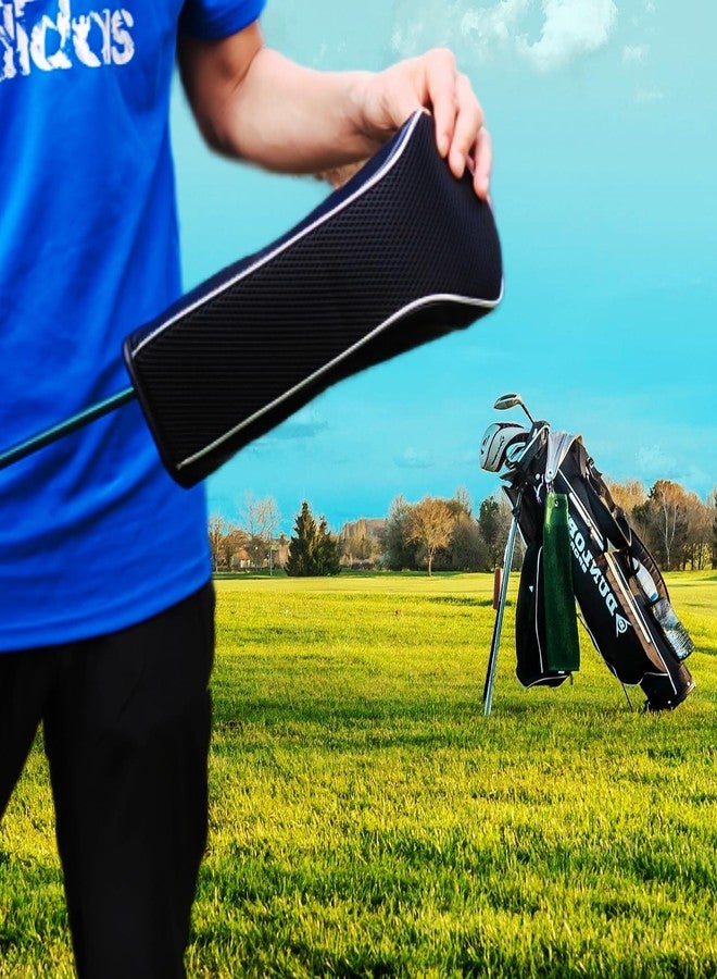 ROYMADE Golf Head Covers 3pcs Set, Driver Fairway Hybrid Woods Headcovers, 1# 3# X# PU Headcovers for Golf Club (Black 3pcs(1 3 H)) - Image 3
