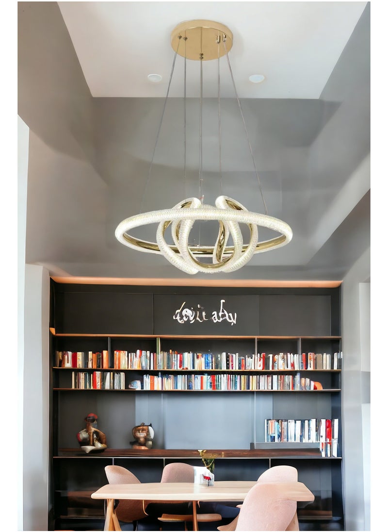 Visionary Home Using Adjustable Three Colour LED Chandelier (Warm/Cool/ Neutral Light) , Golden Body Unique Shape Pendant Light for Living Room, Lobby, Study Room, Kitchen, Bedroom, Dining Room, Cafe  - Image 1