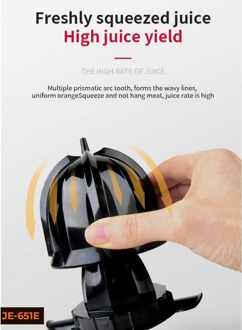 سوكاني عصارة حمضيات كهربائية بقدرة 350 وات من الفولاذ المقاوم للصدأ عصارة برتقال فواكه طازجة مضغوطة لعصر البرتقال والليمون وعصائر الليمون JE-651E باللون الأسود - Image 2