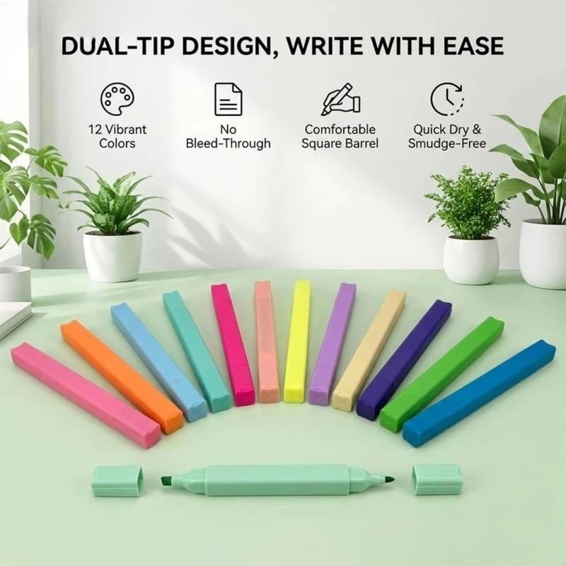 konket 12Pcs Bible Highlighters, Assorted Colors Pens No Bleed, Pastel highlighters Quick Dry, Aesthetic Cute Markers, for Bible Journaling Accessories School Supplies and Office (Macaron) - Image 4