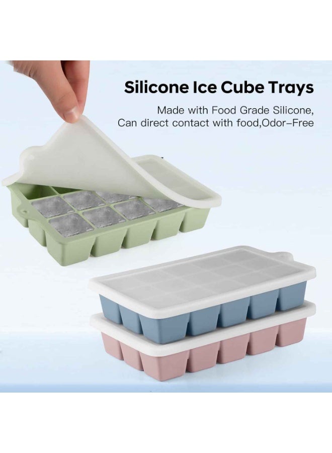 Silicone Ice Cube Tray 3 Pack,Ice Cube Mold, Ice Trays for Freezer with Lid for Soda, Coffee, Drinks and Food, Freezer, Easy Release,Stay Cool This Summer - Image 2