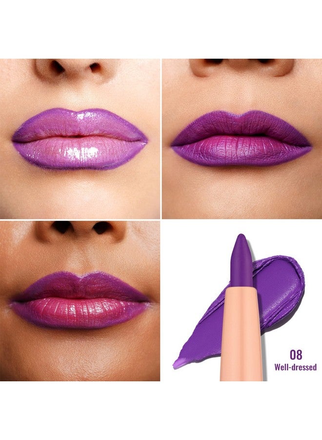 Oulac Oulac Matte Purple Lip Liner Pencil, Waterproof Retractable Lipliner Crayon, Smooth and Creamy Long Wearing Lip Makeup, Contour Your Lips, Vegan Beauty, 08 Well-dressed - Image 4