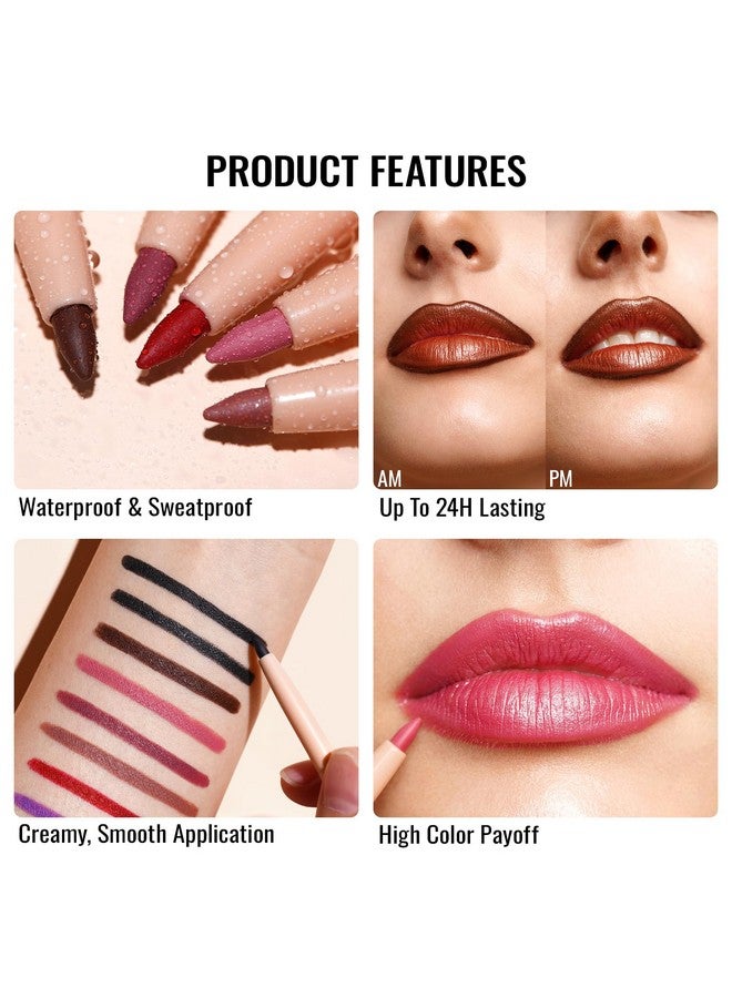 Oulac Oulac Matte Purple Lip Liner Pencil, Waterproof Retractable Lipliner Crayon, Smooth and Creamy Long Wearing Lip Makeup, Contour Your Lips, Vegan Beauty, 08 Well-dressed - Image 5