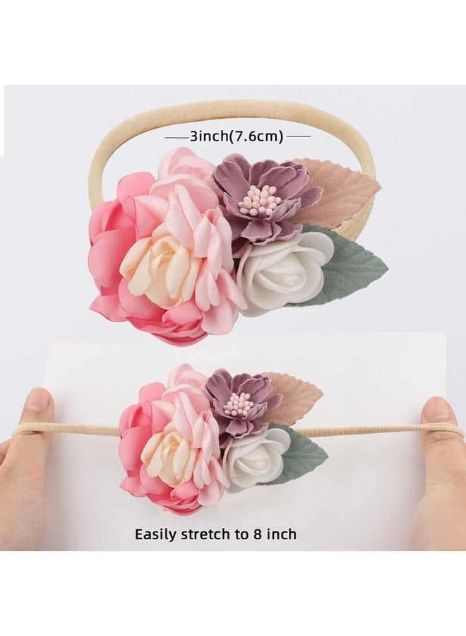 Toptim Baby Floral with Nylon Headbands for Newborn Girls Shower Photo (6 Colors) - Image 3
