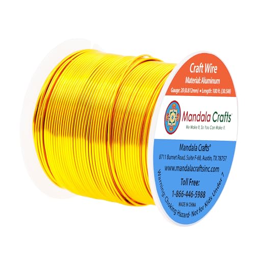 Mandala Crafts 20 Gauge Anodized Aluminum Craft Wire for Jewelry Making - 100 FT Colored Flexible Light Gold Tone Wire - Bendable for Bonsai Armature Crafting Sculpting - Image 2