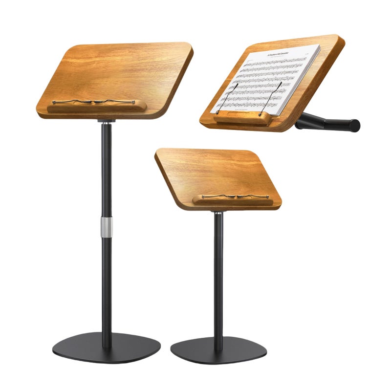 NAMON 2-in-1 Dual-Use Music Stand & Tabletop Stand, Heavy Duty Solid Wooden Music Stand for Sheet Music, Adjustable Height & Angle, With Page Paper Clip, Ideal for Violin Guitar Piano Players - Image 1