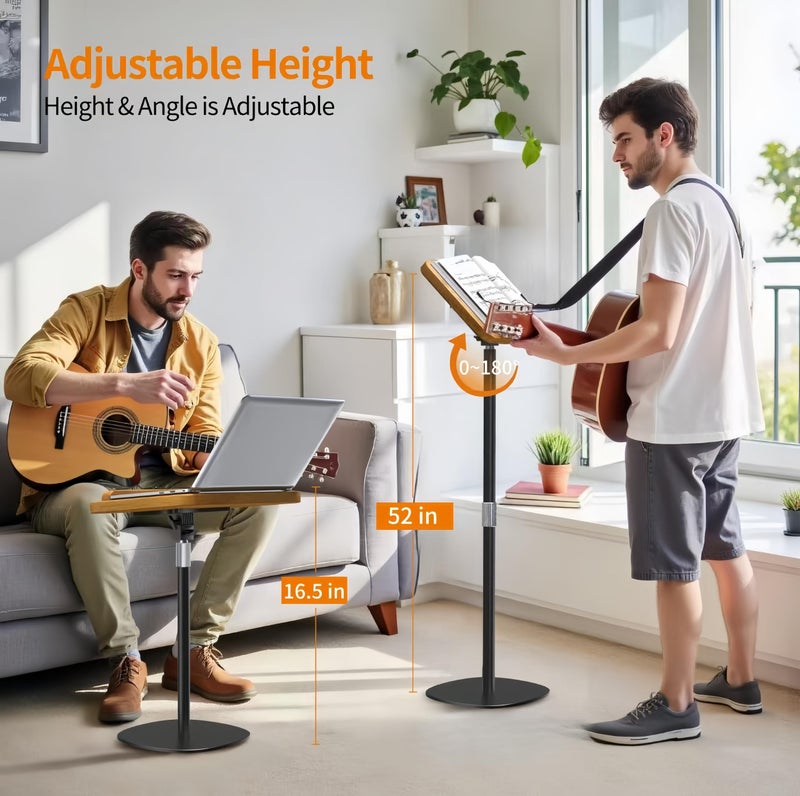 NAMON 2-in-1 Dual-Use Music Stand & Tabletop Stand, Heavy Duty Solid Wooden Music Stand for Sheet Music, Adjustable Height & Angle, With Page Paper Clip, Ideal for Violin Guitar Piano Players - Image 3