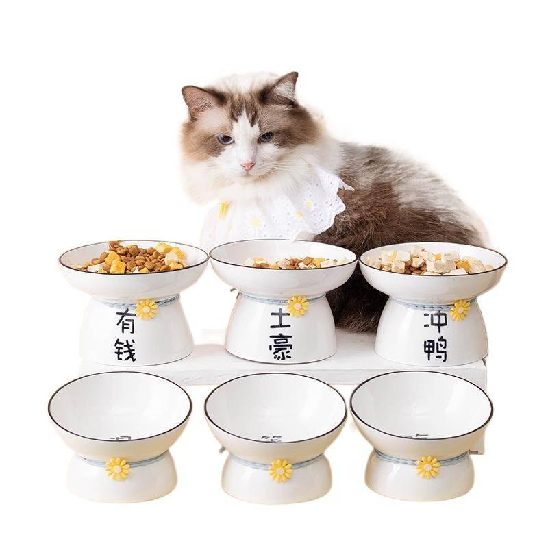 White Raised Cat Bowl with Raised Stand and Tilted Bowl Floor Mat Use Food and Water Daily Feeding Indoor Feeding Home Use Pet Feeding Accessory Easy Clean Bowl for Cats and Dogs - Image 3