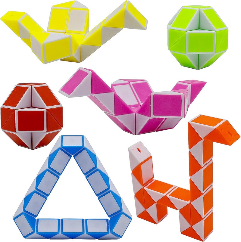 LENDOD 12 Pack 24 Blocks Mini Fidget Snake Cube Mini Twist Puzzle Cubes Magic Speed Cubes Toy for Kids Party Bag Fillers, Party Supplies - Image 2