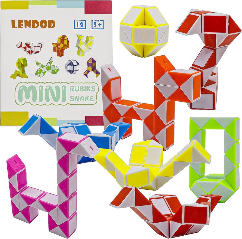 LENDOD 12 Pack 24 Blocks Mini Fidget Snake Cube Mini Twist Puzzle Cubes Magic Speed Cubes Toy for Kids Party Bag Fillers, Party Supplies - Image 4