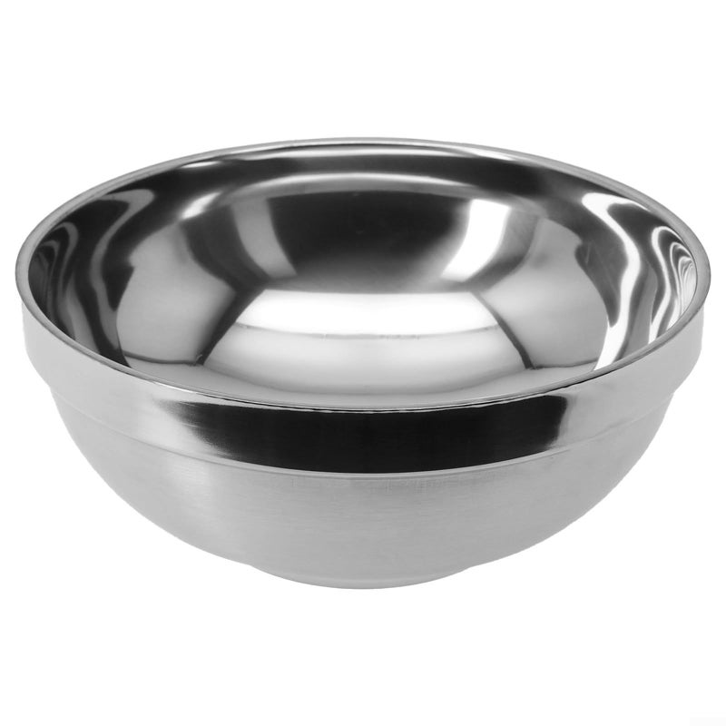 Double Wall Insulated Stainless Steel Mixing Bowls Set 18cm Salad Noodle Deep Dish Silver - Image 2