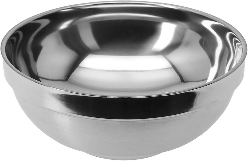 Double Wall Insulated Stainless Steel Mixing Bowls Set 18cm Salad Noodle Deep Dish Silver - Image 1