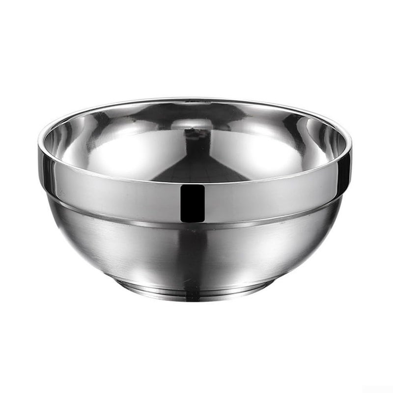 Double Wall Insulated Stainless Steel Mixing Bowls Set 18cm Salad Noodle Deep Dish Silver - Image 4