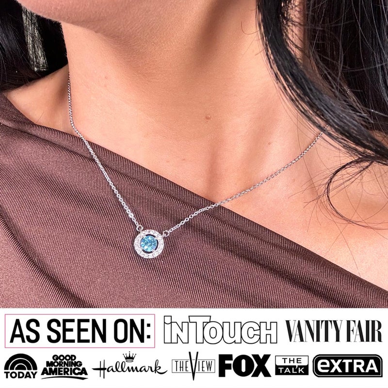 Cate & Chloe Royal 18k White Gold January Birthstone Pendant Necklace with Round Cut Halo 1ct Simulated Diamond Crystals, Garnet Birthstone Necklace for Women, Gift for Her - Image 3