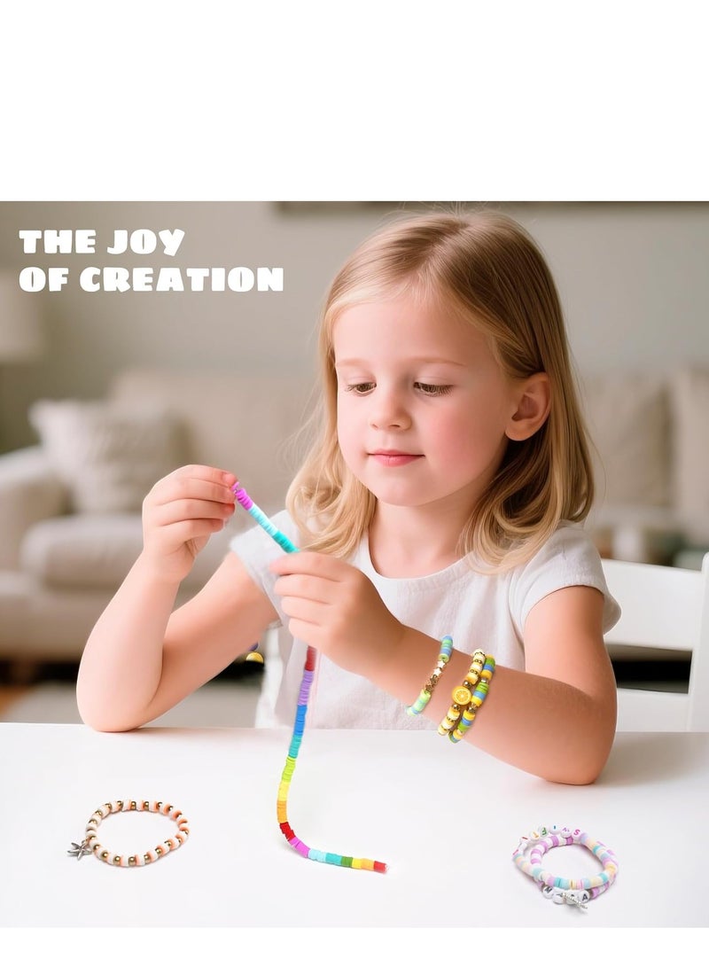 5000+Clay Beads for Bracelet Making Kit - DIY Jewelry Set with Pendant Charms, Elastic Strings, 24 Colors Flat Preppy Beads for Bracelets, Necklace, Earrings - Image 2