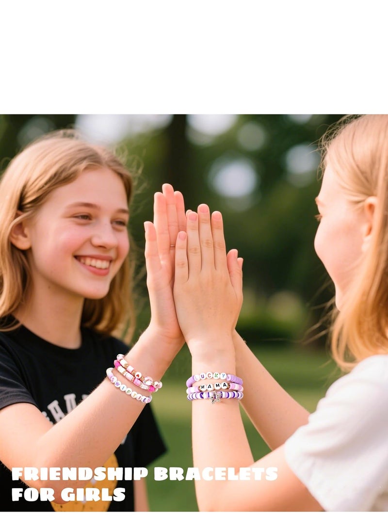 5000+Clay Beads for Bracelet Making Kit - DIY Jewelry Set with Pendant Charms, Elastic Strings, 24 Colors Flat Preppy Beads for Bracelets, Necklace, Earrings - Image 3