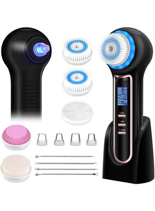 general Facial Cleansing Brush,Rechargeable Face Scrubber with LCD Screen,IPX7 Waterproof 3 in 1 Blackhead Remover Vacuum for Exfoliating,Massaging and Deep Pore Cleansing - Image 1
